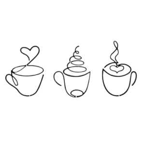 Minimalist Black and White Coffee Cup Trio Graphic