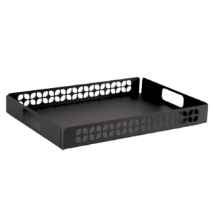 Matte Black Rectangular Tray with Handles and Floral Lattice Sides